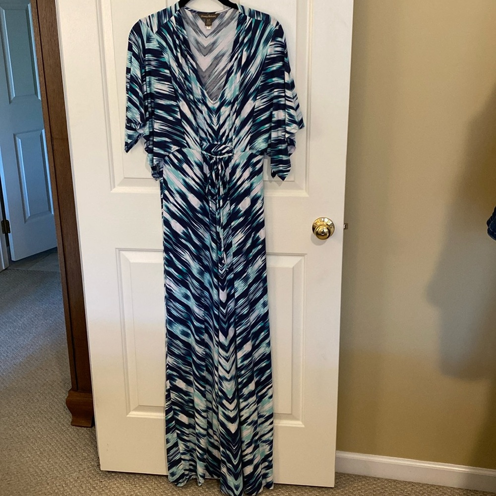 Tommy Bahama small blue and turquoise long maxi dress